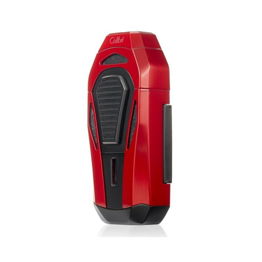 Colibri Boss III Jet Red Black szivar gyújtó 3-as szúrólánggal és kihajtható dupla pengés szivarvágóval - fekete/vörös