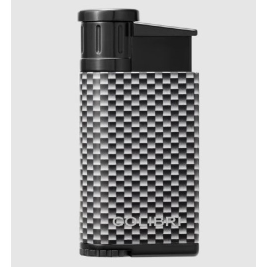 Colibri Evo CF fehér-ezüst szivaröngyújtó – ferde jet lánggal, karbon mintával - Colibri Evo