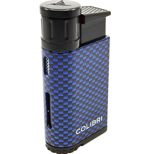 Colibri Evo CF kék szivaröngyújtó – ferde jet lánggal, karbon mintával