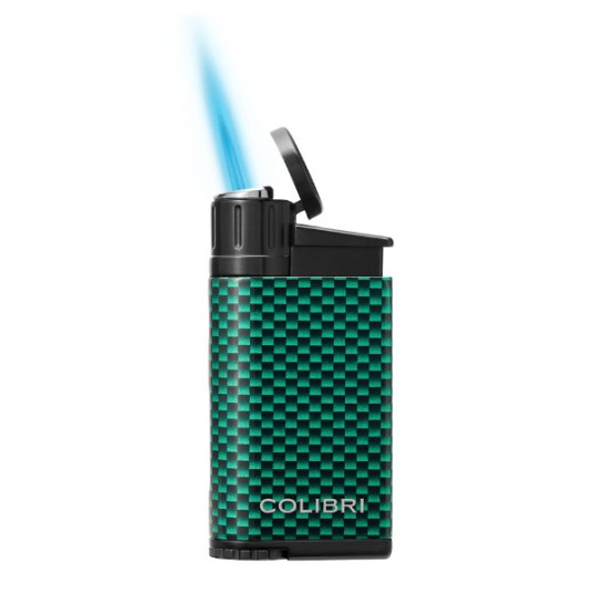 Colibri Evo CF zöld szivaröngyújtó – ferde jet lánggal, karbon mintával