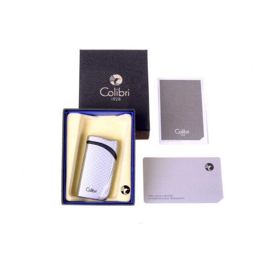 Colibri Falcon Carbon Fiber Silver különleges kialakítású szúró lángos szivar öngyújtó - ezüst