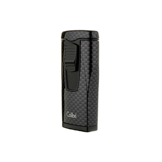 Colibri Monaco Carbon Fiber Black, hármas piramis formájú lánggal égő szúrólángos szivar öngyújtó - fekete