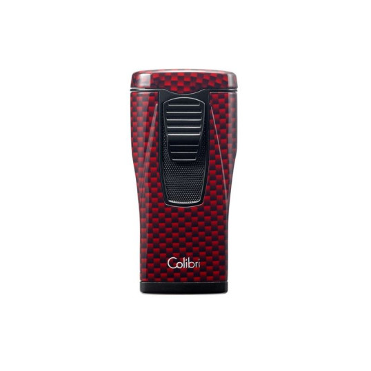Colibri Monaco Red Carbon Fiber hármas piramis lángú szúrólángos szivar öngyújtó – piros karbon mintás - Colibri Monaco