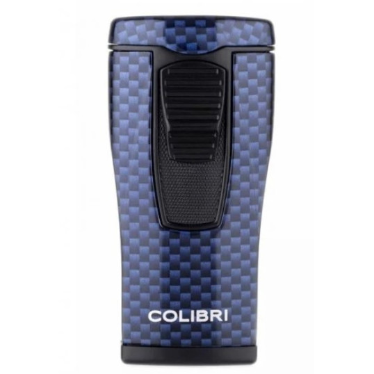 Colibri Monaco Carbon Fiber, hármas piramis formájú lánggal égő szúrólángos szivar öngyújtó - kék