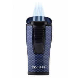 Colibri Monaco Carbon Fiber, hármas piramis formájú lánggal égő szúrólángos szivar öngyújtó - kék