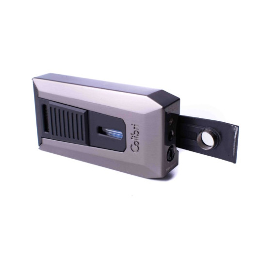 Colibri Slide Gunmetal dupla szúró lángos szivargyújtó, beépített szivarfúróval - szürke