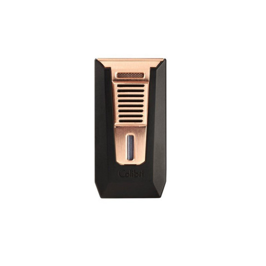 Colibri Slide Rose Gold dupla szúró lángos szivargyújtó, beépített szivarfúróval, fekete/arany