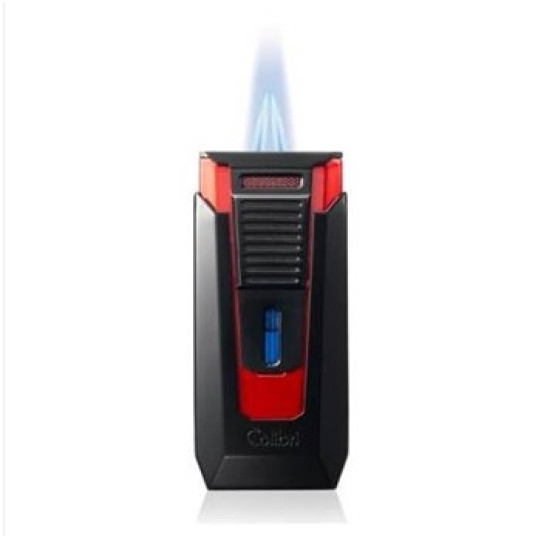 Colibri Slide Black & Red fekete és piros színű szivaröngyújtó dupla szúrólánggal és beépített szivarfúróval - Colibri Slide