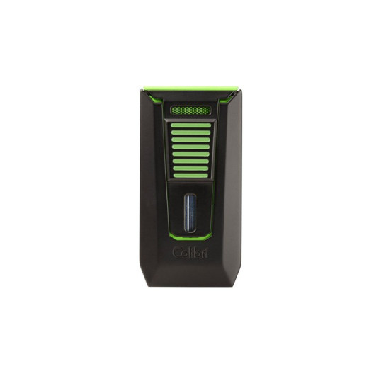 Colibri Slide Black & Green fekete és zöld színű szivaröngyújtó dupla szúrólánggal és beépített szivarfúróval - Colibri Slide