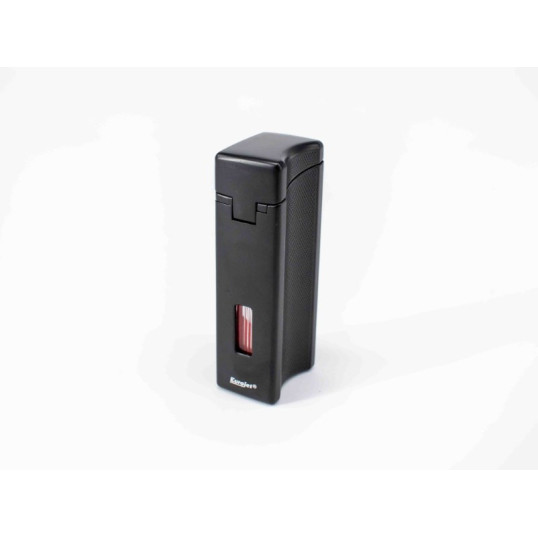 Eurojet szúrólángos szivargyújtó beépített szivarfúróval, használható mint szivartartó is - matt fekete