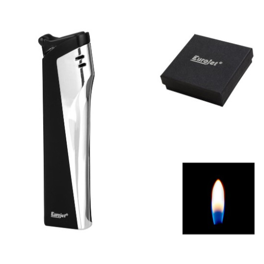 EuroJet öngyújtó, fekete és ezüst - újra tölthető