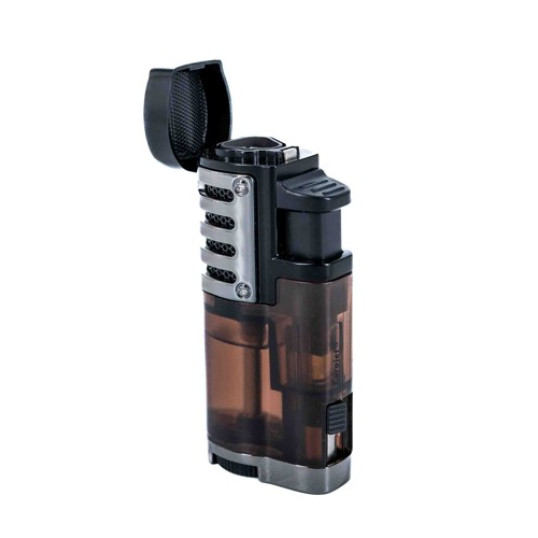 Eurojet szúrólángos szivargyújtó beépített szivarfúróval, használható mint szivartartó is - fekete, barna