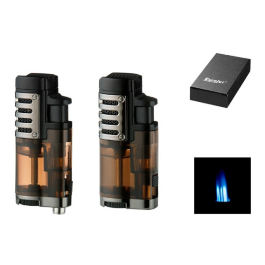 Eurojet szúrólángos szivargyújtó beépített szivarfúróval, használható mint szivartartó is - fekete, barna