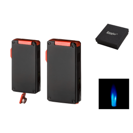 Eurojet márkájú szúrólángos fekete és piros színű szivargyújtó - szivarfúróval