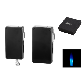 Eurojet Biden fekete–szatén króm 2x jet szivaröngyújtó 7 mm-es szivarfúróval