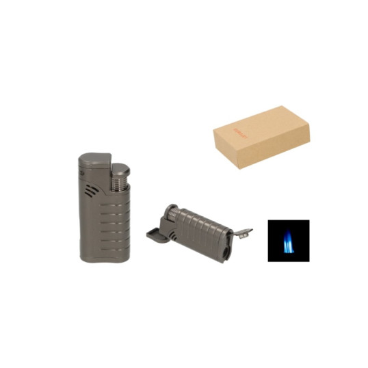 Eurojet 3-as szúrólángos szivargyújtó kihajtható szivarfúróval - antracit színű - 8 mm fúróval