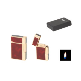 Eurojet tűzköves öngyújtó kőbarna betéttel, arany színű oldallal és fekete díszcsíkkal