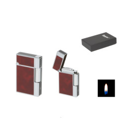 Eurojet tűzköves öngyújtó kőbarna betéttel, ezüst színű oldallal és fekete díszcsíkkal