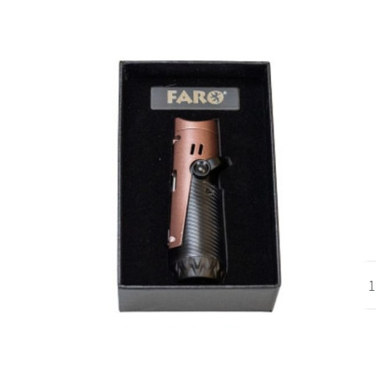 FARO tripla szúrólángos szivar öngyújtó beépített szivarfúróval és szivartűvel – bronz / fekete - Faro