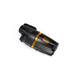 Szivargyújtó Hadson Machine Black, fekete és sárga színű, kihajtható 8mm-es szivarfúróval