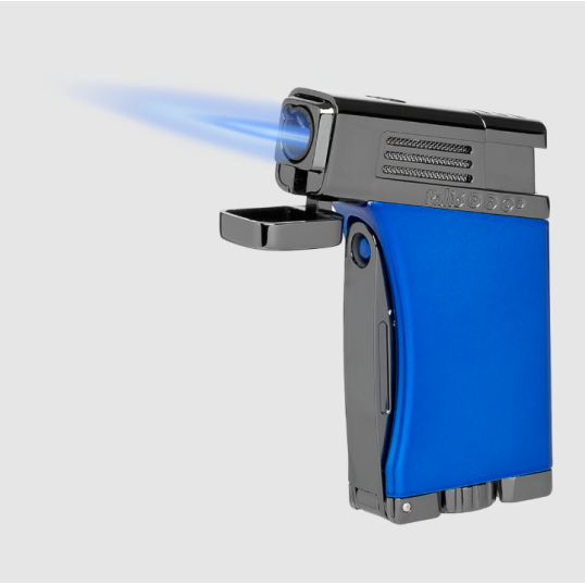 Palió Pro Scorpius szúrólángos kék és antracit színű szivargyújtó - szivarfúróval és szivar lyukasztóval