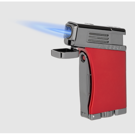 Palió Pro Scorpius szúrólángos piros és antracit színű szivargyújtó - szivarfúróval és szivar lyukasztóval