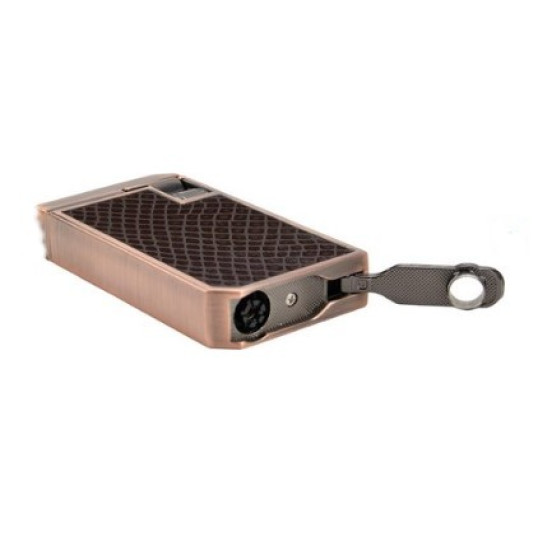 Passatore Sinclair szivaröngyújtó – 2 lángos jet, 8 mm-es szivarfúróval, antik réz, kigyóbőr mintás