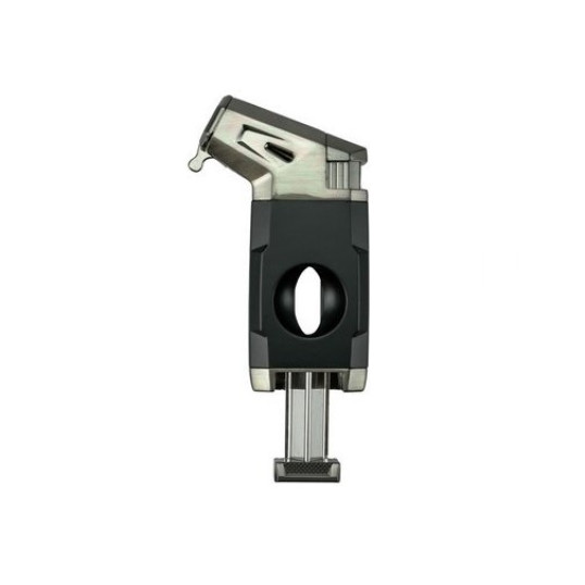 Passatore Viking szivaröngyújtó – jet láng, kihúzható szivarvágóval (22 mm), dark gun / fekete