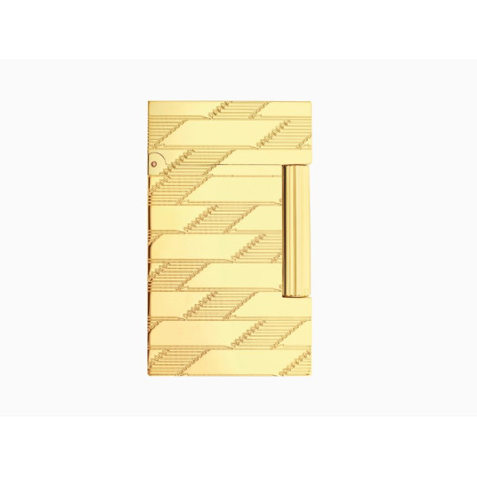 Aranyozott S.T. Dupont Ligne 2 Monogram 1871 Gold szivar öngyújtó - Jellegzetes csíkos mintával