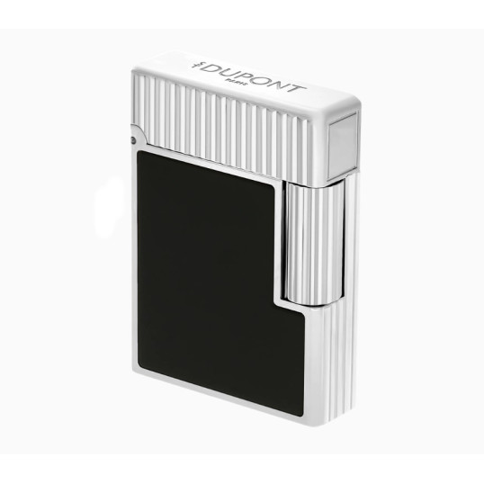 S.T. Dupont Ligne 1 öngyújtó – fekete fényes természetes lakk, függőleges guilloché mintázat, palládium bevonat