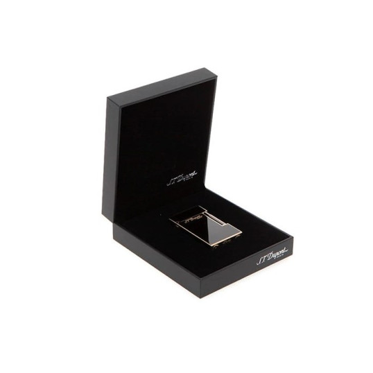 S.T. Dupont L2, fényes fekete színű szivar öngyújtó lakk bevonattal - aranyozott