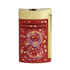 S.T. Dupont MaxiJet sárkány mintás öngyújtó szúrólánggal - piros és arany