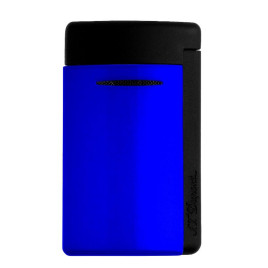 S.T. Dupont MiniJet Fluo Blue szúrólánggal égő szivaröngyújtó - matt fekete és élénk kék színű