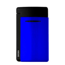 S.T. Dupont MiniJet Fluo Blue szúrólánggal égő szivaröngyújtó - matt fekete és élénk kék színű