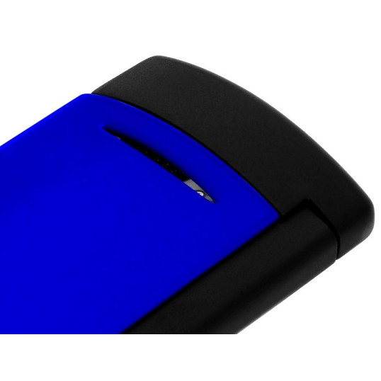 S.T. Dupont MiniJet Fluo Blue szúrólánggal égő szivaröngyújtó - matt fekete és élénk kék színű