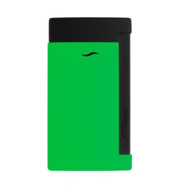 S.T. Dupont Slim 7 Fluo green, élénk zöld és matt fekete színű szivar öngyújtó erős szúró lánggal