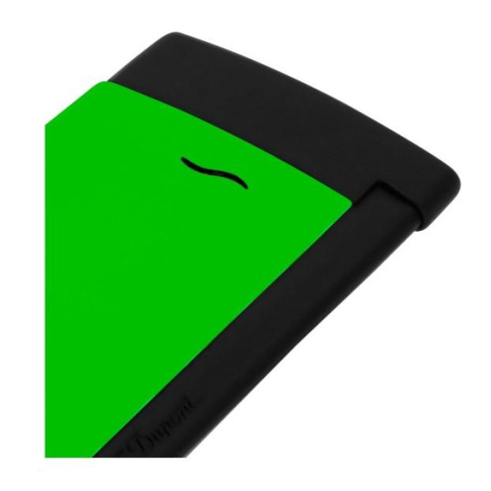 S.T. Dupont Slim 7 Fluo green, élénk zöld és matt fekete színű szivar öngyújtó erős szúró lánggal