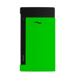 S.T. Dupont Slim 7 Fluo green, élénk zöld és matt fekete színű szivar öngyújtó erős szúró lánggal