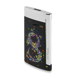 Elegáns S.T. Dupont Slim 7 Dragon szivar öngyújtó erős szúrólánggal - fekete és króm