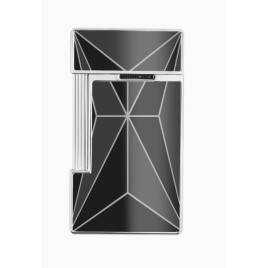 S.T. Dupont BQ Slimmy, Fire X szúrólángos öngyújtó - króm színű és fekete alapon fehér vonalakkal díszítve