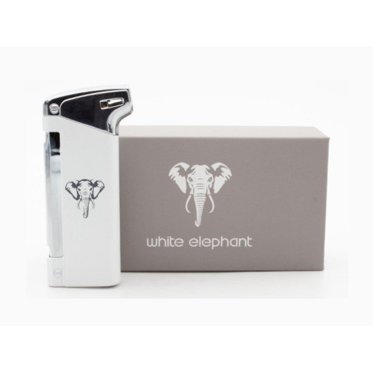 White Elephant Pro Bo White pipagyújtó oldalsó lánggal - Fehér és Króm színű