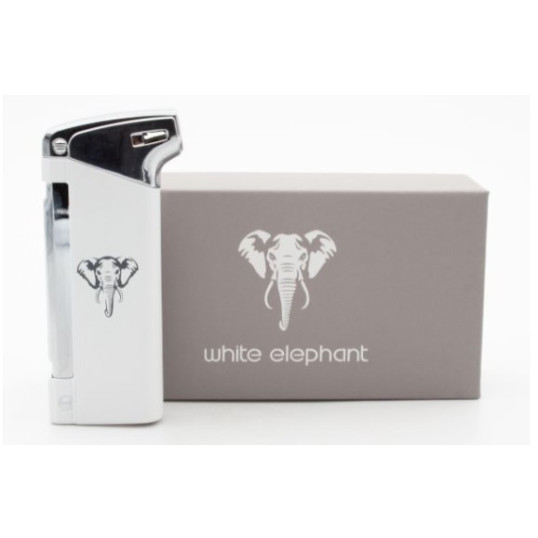 White Elephant Pro-Bo White pipagyújtó oldalsó lánggal – fehér/króm
