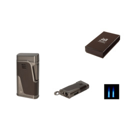 Winjet 2x Jet szivaröngyújtó antracit faerezetes betéttel, 6 mm-es szivarfúróval