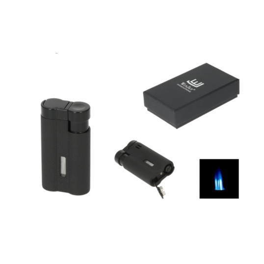 Winjet 3-as szúrólángos szivargyújtó kihajtható nagyméretű szivarfúróval - fekete színű - 10 mm fúróval