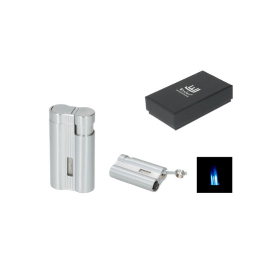 Winjet 3-as szúrólángos szivargyújtó kihajtható nagyméretű szivarfúróval - ezüst színű - 10 mm fúróval