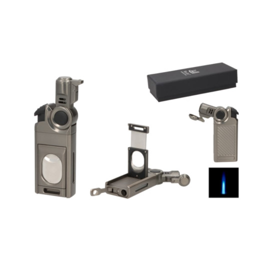 Winjet szúrólángos szivar öngyújtó beépített szivarvágóval, szivarfúróval - antracit