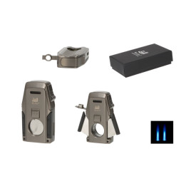 Winjet antracit dupla jet szivaröngyújtó beépített szivarvágóval és szivarfúróval