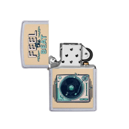 Zippo króm benzines öngyújtó – Feel the Beat lemezjátszó mintával