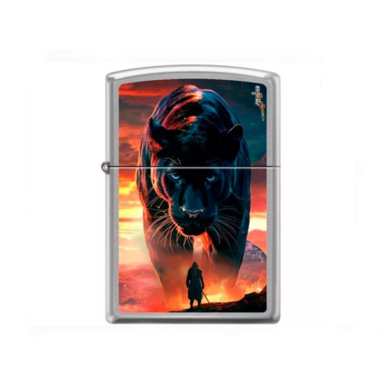 Zippo króm benzines öngyújtó – Fekete párduc  - Claudio Mazzi licencelt design