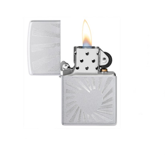 Zippo szálcsiszolt króm benzines öngyújtó – Sugárzó szeretet mintával